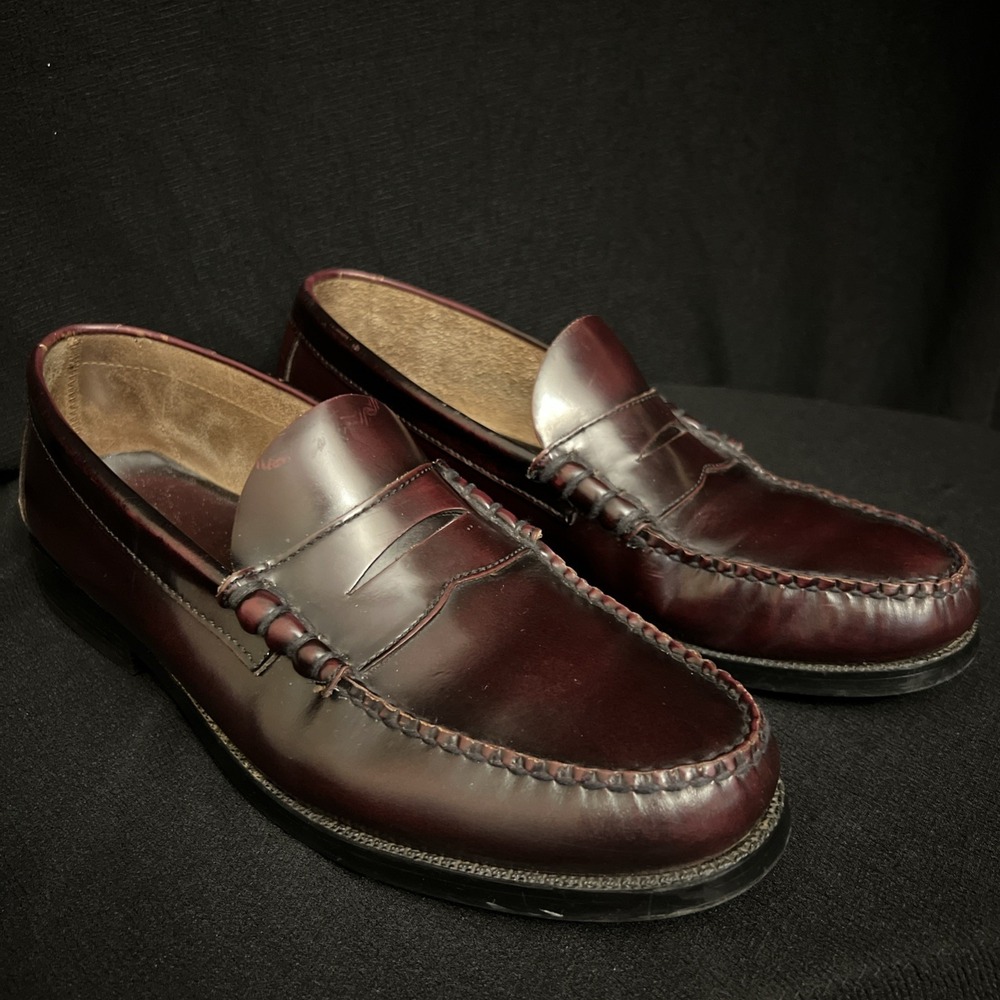 GH Bass Walton Penny Loafers Men's 12M Burgundy Leather 0330600 Brazil